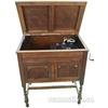 Image 1 : Hand Crank Victrola (Plays Records) In Oak Console Cabi