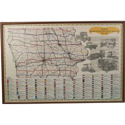 Iowa Map Of Registered Highway Routes 1914-1925 Framed