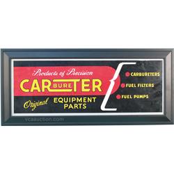 Carter Carbureters Tin Sign In Frame - 28" x 12"