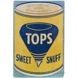 Tops Sweet Snuff Embossed Tin Sign - 12  x 18 