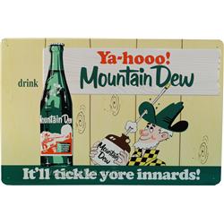 Mountain Dew Embossed Tin Sign w/ Hill-Billy - 30" x 20