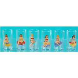 Lot Of 6 Naughty Nude Lady Bar Glasses