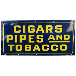 Cigars, Pipes And Tobacco Porcelain Sign, Blue w/ Yello