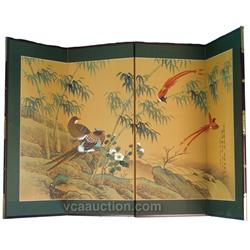 Japanese 4 Panel Screen w/ Birds - 59  x 35 