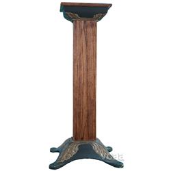 Oak Slot Machine Stand w/ Cast-Iron Base - 38  Tall