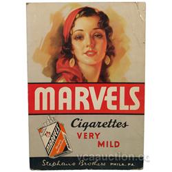 Marvels Cigarettes Cardboard Easel Back Sign - 20  x 29