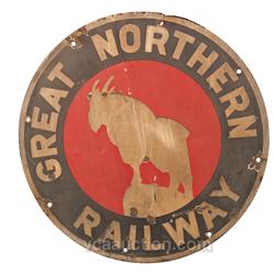 Great Northern Railway Round Porcelain Sign - 24" Diam.