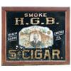 Image 1 : Smoke H.G.B. 5 Cent Cigar Glass Sign In Wood Frame - 14