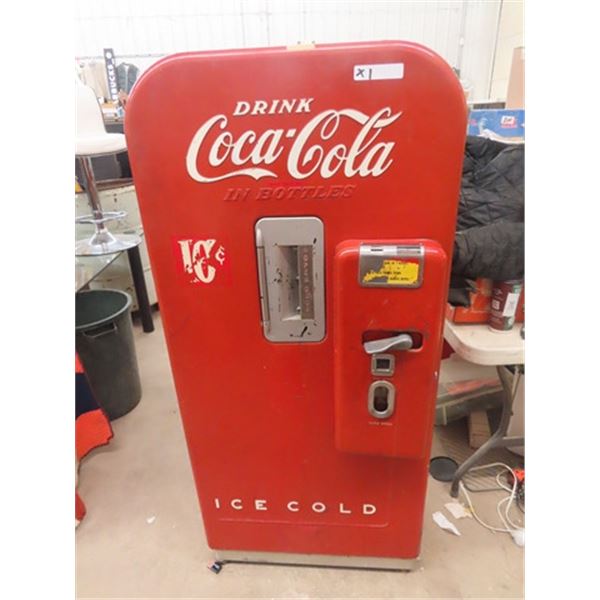 Coca- Cola Cooin Operated Upright Vendor Model 39 Machine with Internal Drum- we added a plug and is