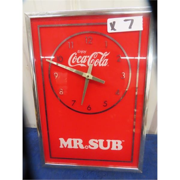 Coca-Cola/Mr.Sub Clock 13.5" x 9"