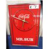 Image 1 : Coca-Cola/Mr.Sub Clock 13.5" x 9"