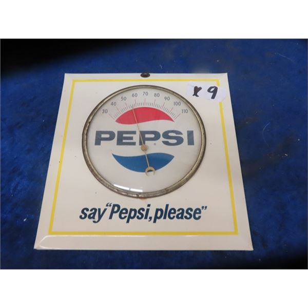 Pepsi Thermometer Metal + Glass 9" x 9"