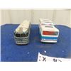 Image 2 : 2 Greyhound Buses; 1) Metal 9" x 2 3/4"x 2" , 1) Plastic " Jimson" 8.5" x 3" x 2.5"