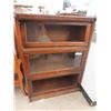 Image 1 : Oak 3 Tier Lawyers Book Case, 2 of 3 Glass Doors Broken 44" x 31" X 13"