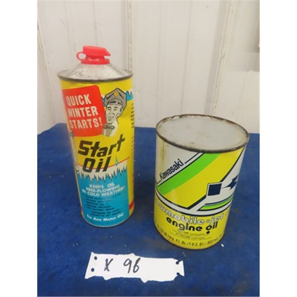 Kawasaki Snowmobile Engine Oil Tin 1 Quart & Yale Engineering Company Starter Oil 30oz - BOTH with P