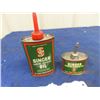 Image 1 : 2 Singer Sewinng Machine Oil Tins;1) 3oz, 1) 1.5oz