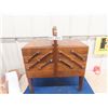 Image 1 : Wooden Folding Sewing Case- 18" x 20" x 10.5" plus Handle