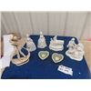 Image 1 : 5 China FIgurine Ornaments & 2 Wedgewood Dishes