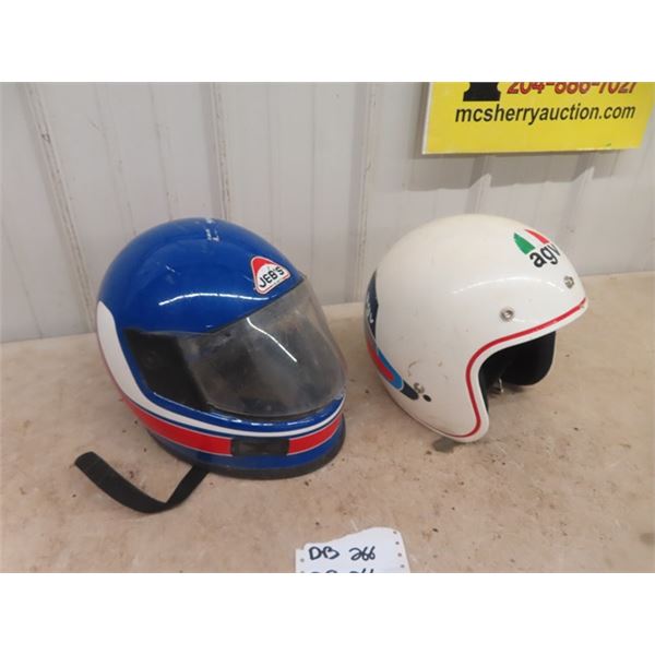 2 Motorcycle/Snowmobile Helmets; 1) AGV Italian 7 1/2, 1) Jebs Medium