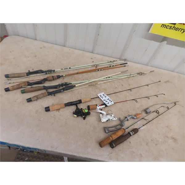 4 Fishing Rods, 5 Ice Fishing Rods & 2 Reels