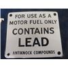 Image 2 : Porcelain Beware Sign ' Contains Lead ' 6" x 7" 1946 Labelled on Back - New Old Stock