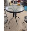 Image 2 : Wrought Iron Bistro Table Set with 2 Folding Chairs 27" Tall x 24" Across