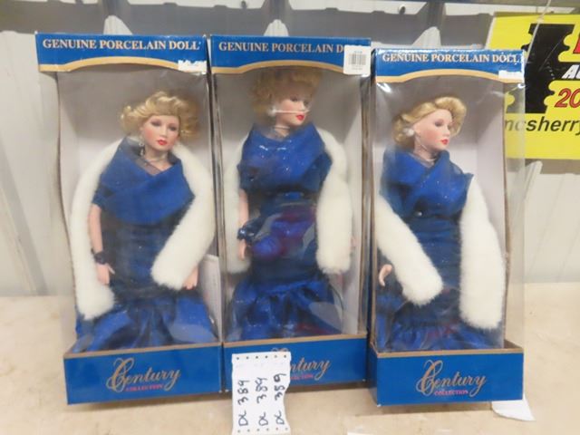 New Condition Century Collection Porcelain Dolls in Boxes 16