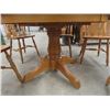 Image 2 : Oak Pedestal Table 30" Tall x48" + 20" Leaf & 5 Chairs