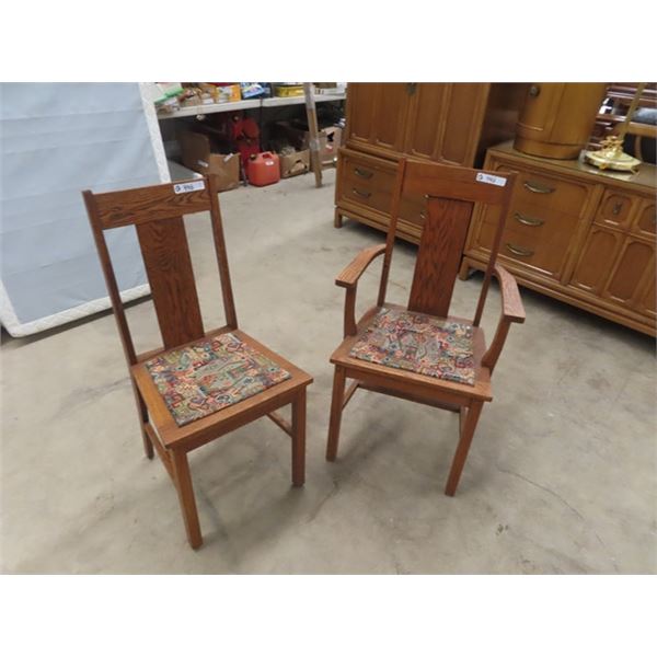 2 Oak Dining Room Chairs