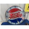 Image 1 : Vintage Light Up Double Dot Pepsi Clock 15" Across - Working Condition