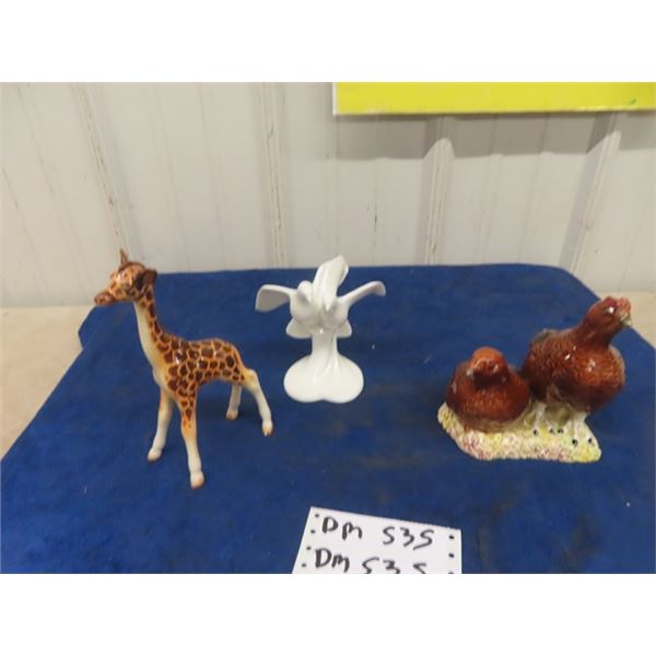 Royal Dalton Dove Ornament & 2 Beswick Ornaments Giraffe + Bird