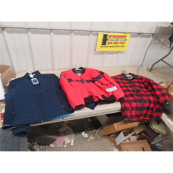 New 32 Heat Jacket sz LG, Red Jacket sz LG & Plaid Jacket sz Med