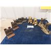 Image 1 : 4 Sets of Vintage Brass + Glass Cast Iron Bookends Teddy Bears are Birks Brass