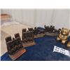 Image 3 : 4 Sets of Vintage Brass + Glass Cast Iron Bookends Teddy Bears are Birks Brass