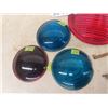 Image 2 : 3 Glass Railway Switch Lantern/Lamp Lenses; 2 Blue, 1 Red - 1 blue + red have small chip unnoticeabl