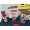 Image 4 : 4 Oil Tins ; Ba Solvent 1Gal, Huskie Grease 1 LB, Esso Grease Tub, Gulf Antifreeze with Product - Sc