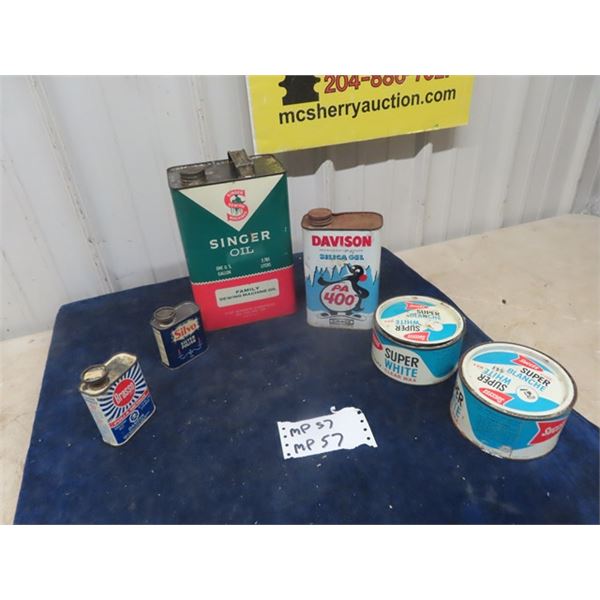 Singer Oil Tin, Wax Tires, Silver Polish, Refrigerant Gel