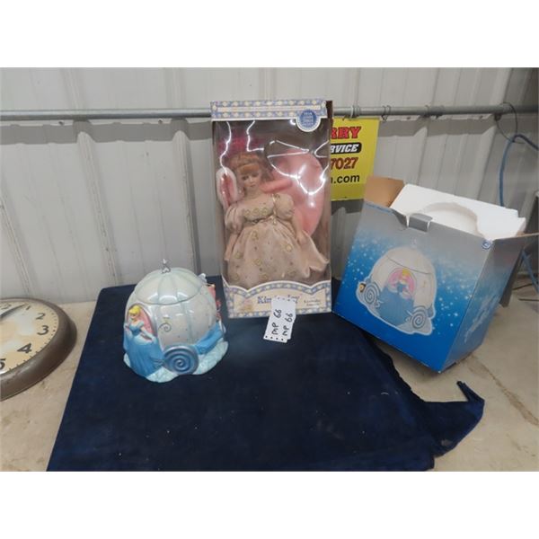 Cinderella Cookie Jar, Kimberly Porcelain Doll in Box
