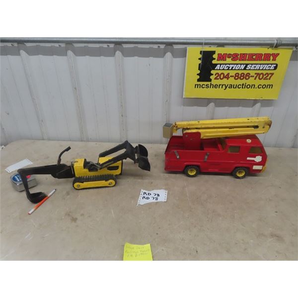 2 Tonka Toys ; Firetruck + Dozer