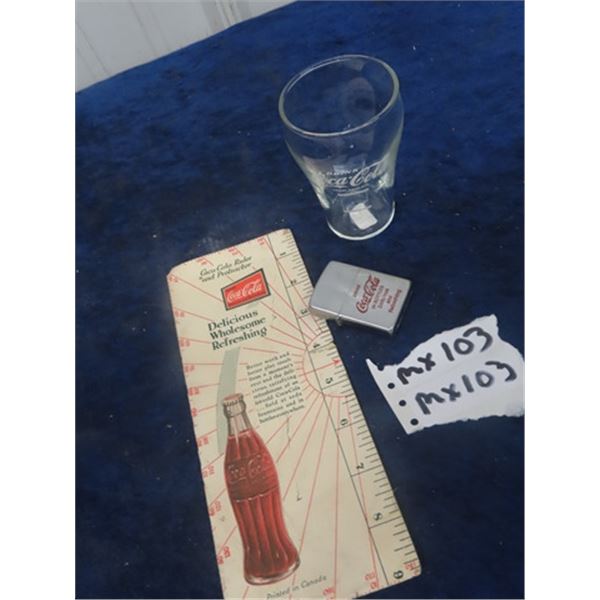 Coke Blotter, Coke Lighter, Coke Glass