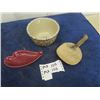 Image 1 : Butter Mold Paddle, Red Wing Ash Tray, Bowl with Spongeware Advertising