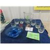 Image 1 : Blown Glass Center Peice, Mojito Pitcher & Glasses