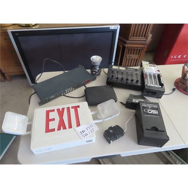 Realistic Stereo Mic, Guardian 6000 Coin Counter, Exit Safety Light, Vertical Switches