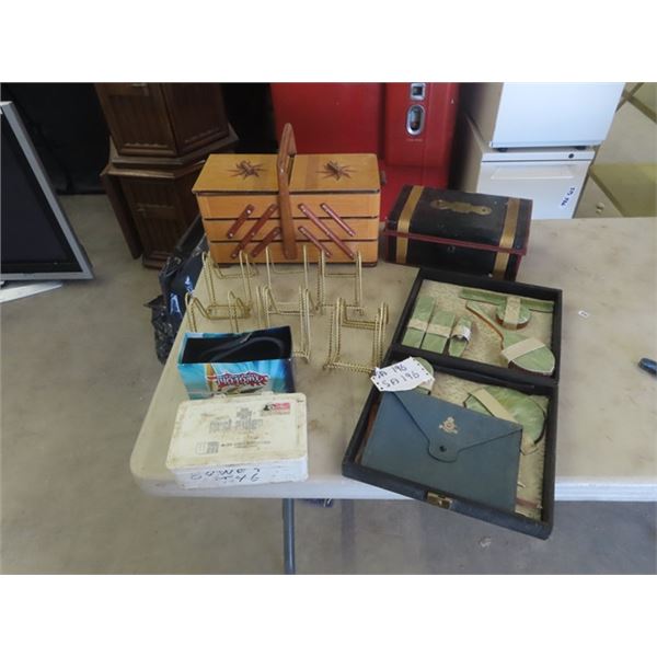 Folding Sewing Box, Grooming Set, Metal Cash Box