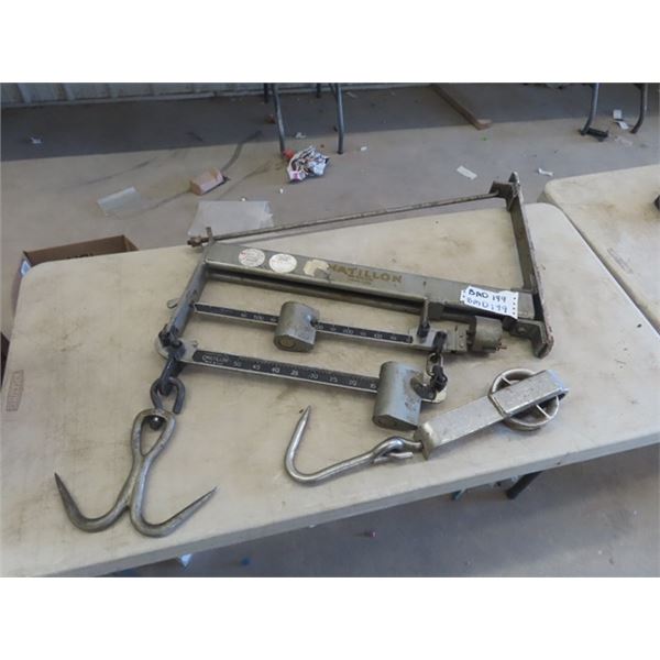 Hatillon Hanging Meat Scale- Wallmount Swing 600lbs with 1 Roller
