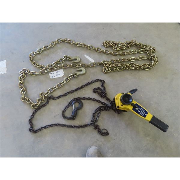 1 Ton Chain Ratchet & 20' Chain with Hook