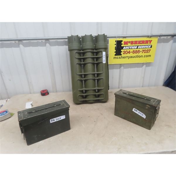 2 Military Ammo Crates & Cannister