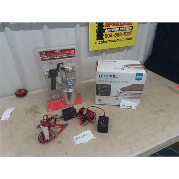 New Boat Cover for 12-14' Boat, New Air Paint Sprayer & Trickle Battery Charger