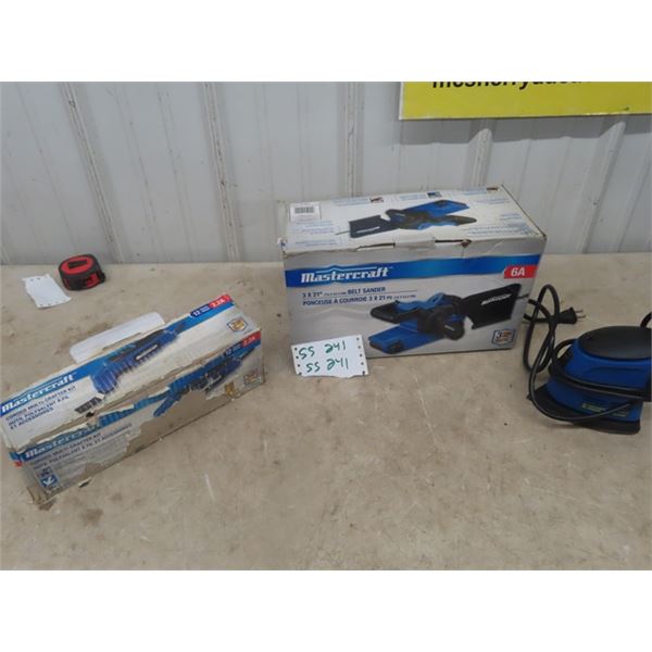 3 New Mastercraft Power Tools; Belt Sander, Palm Detailed Sander, Multi Crafter Kit
