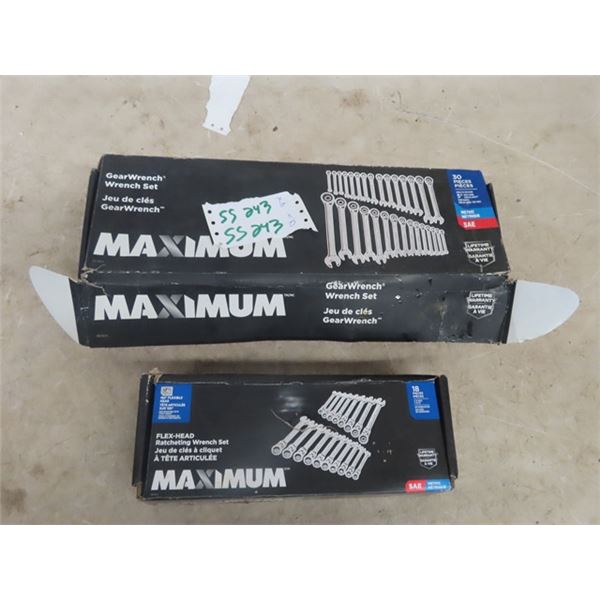 2 Sets of New Maximum Wrenches; 1) 30 pc Metric + Standard, 1) 18 pc Metric + Standard